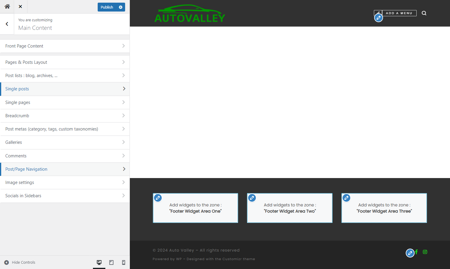 Click on Post/Page Navigation