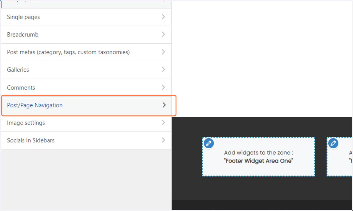 Click on Post/Page Navigation