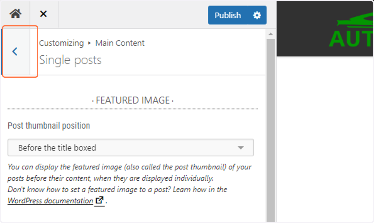 Return to the previous menu by clicking on the back arrow