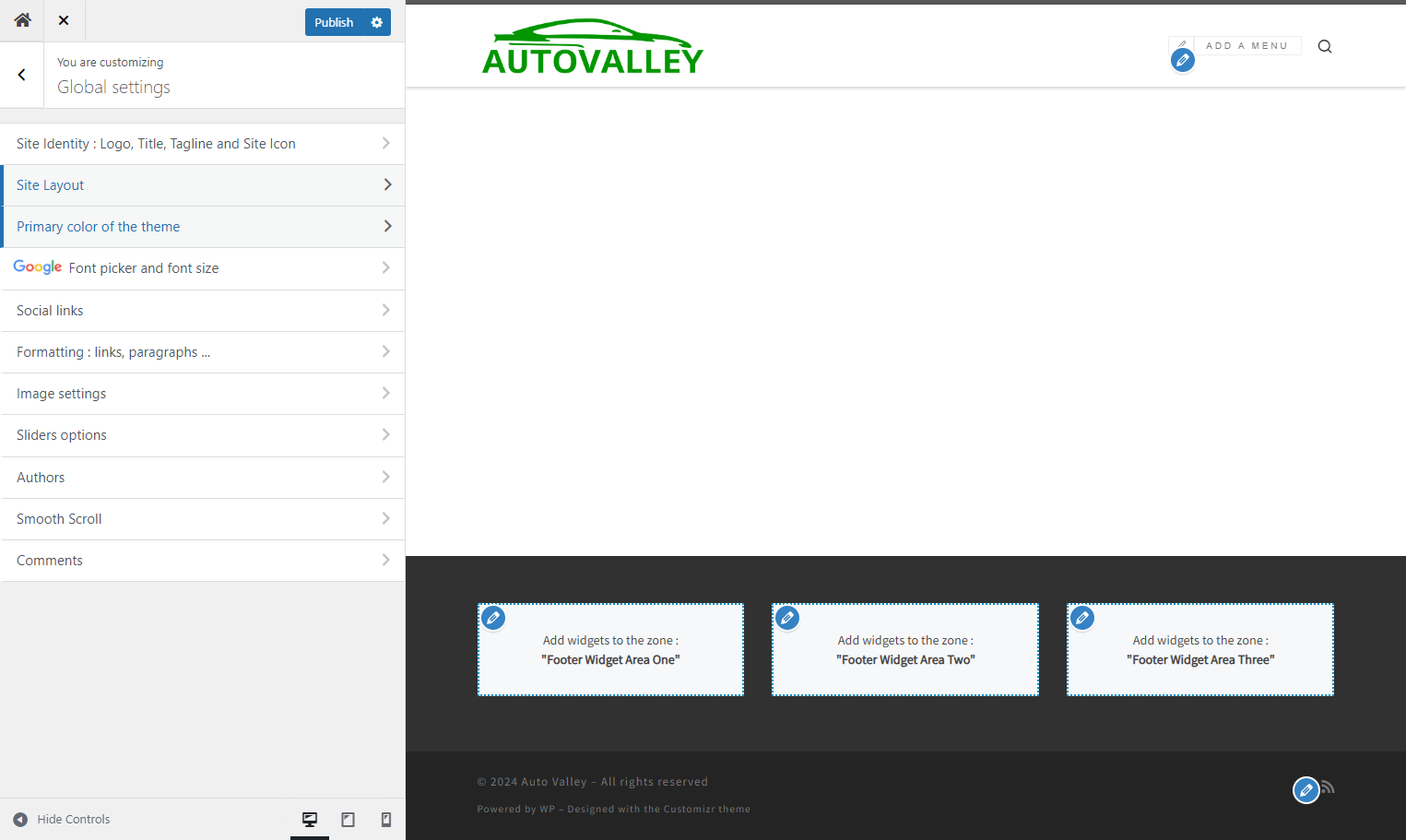 Click on Primary color of the theme…