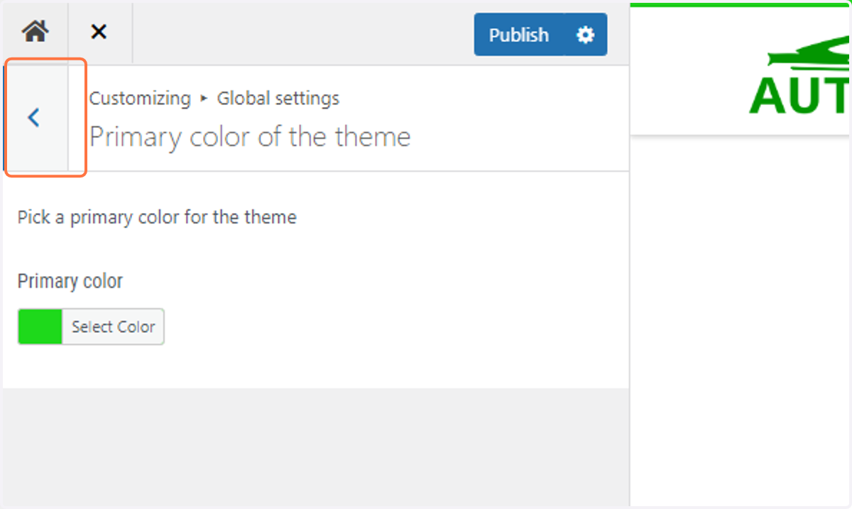 Return to the main menu by clicking on the Back arrow