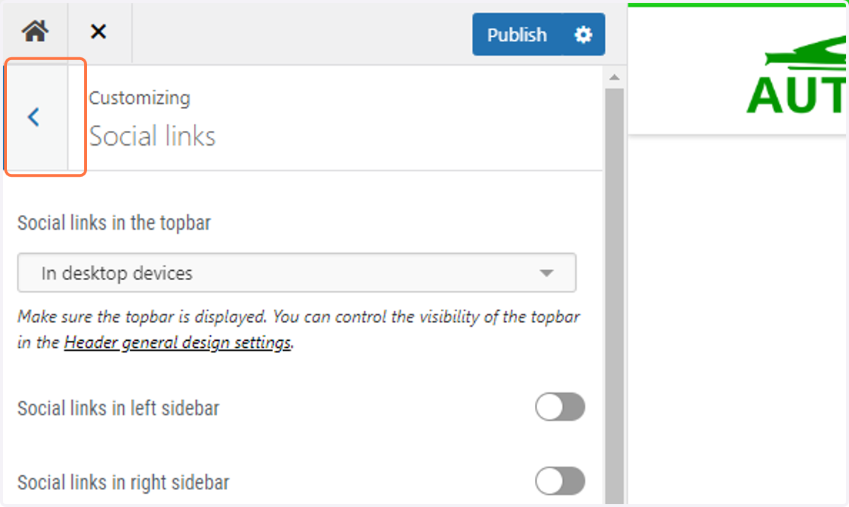 Return to the previous menu by clicking on the back arrow