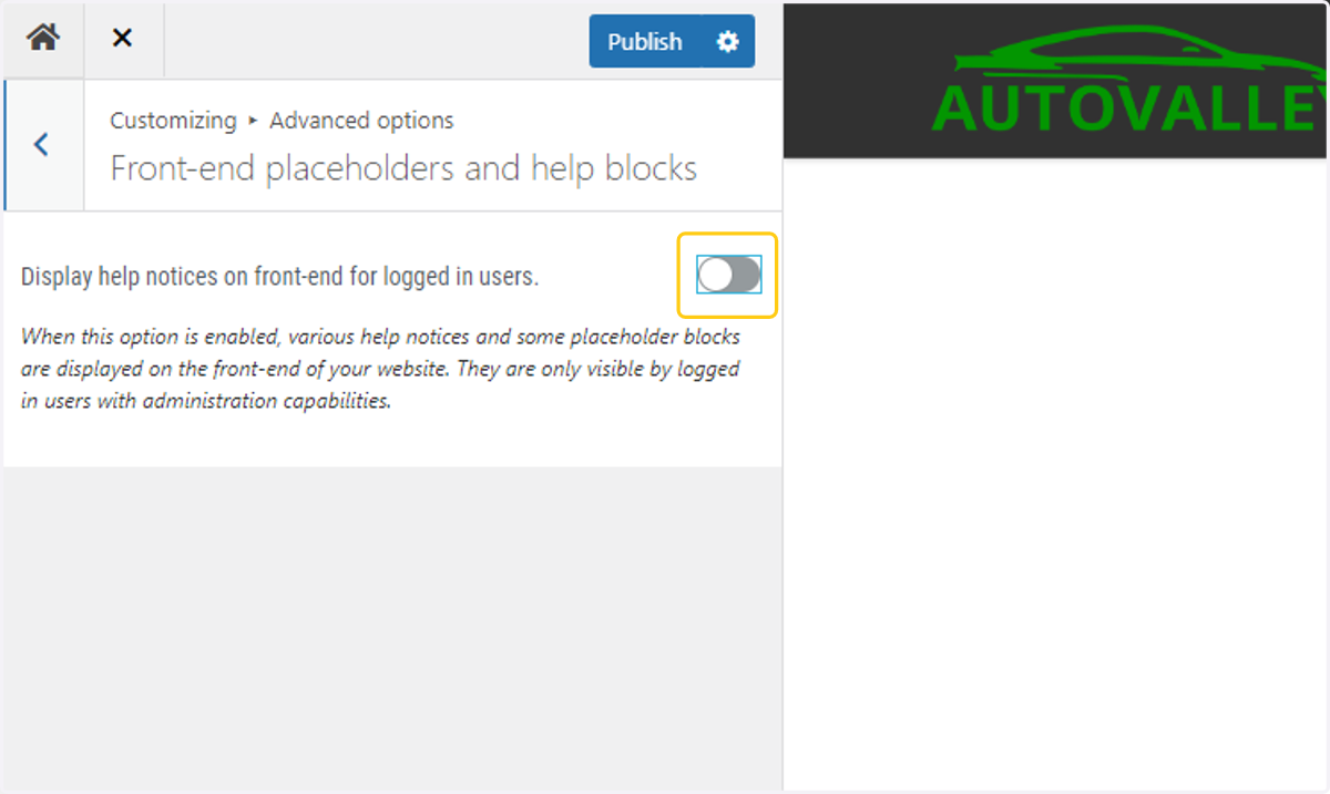 Toggle off the Help Notices option