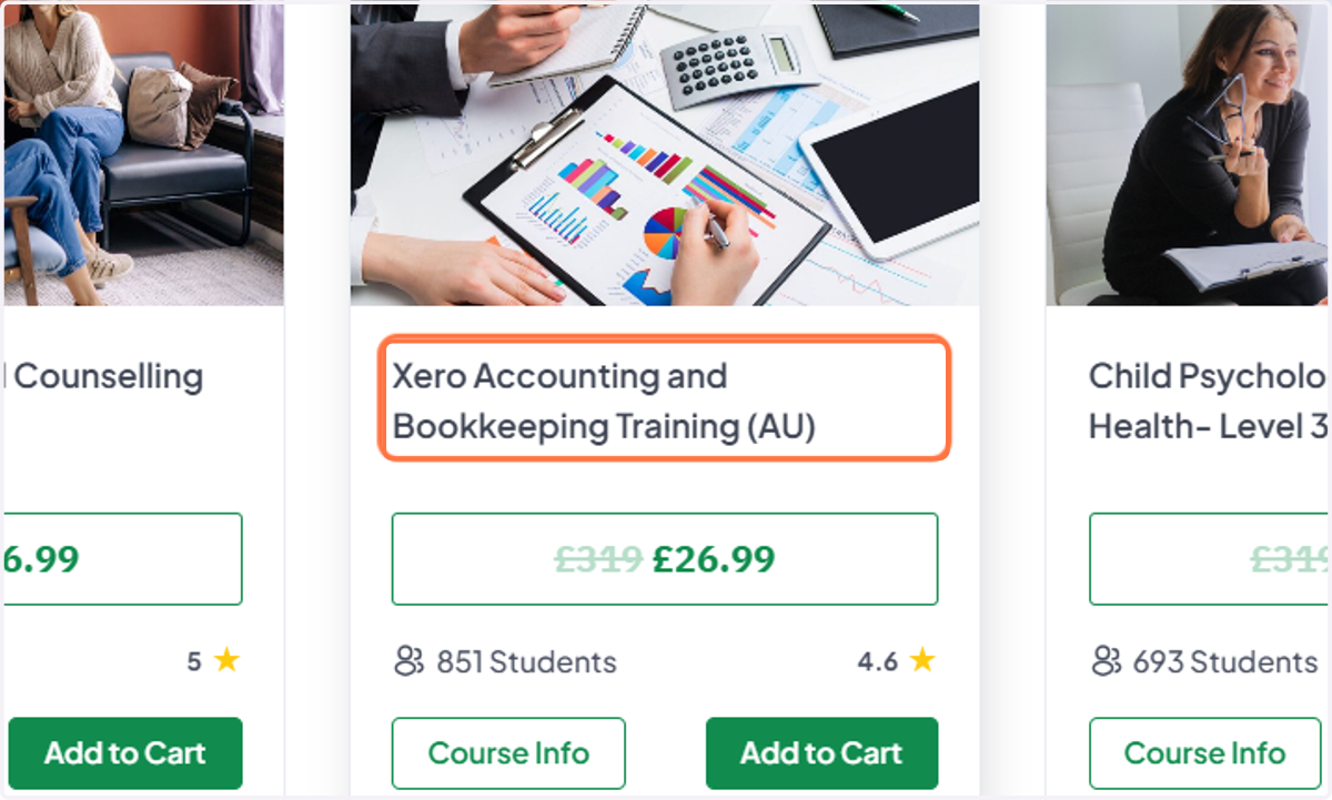 Click on the Course name, for example -Xero Accounting and Bookkeeping Training (AU)
