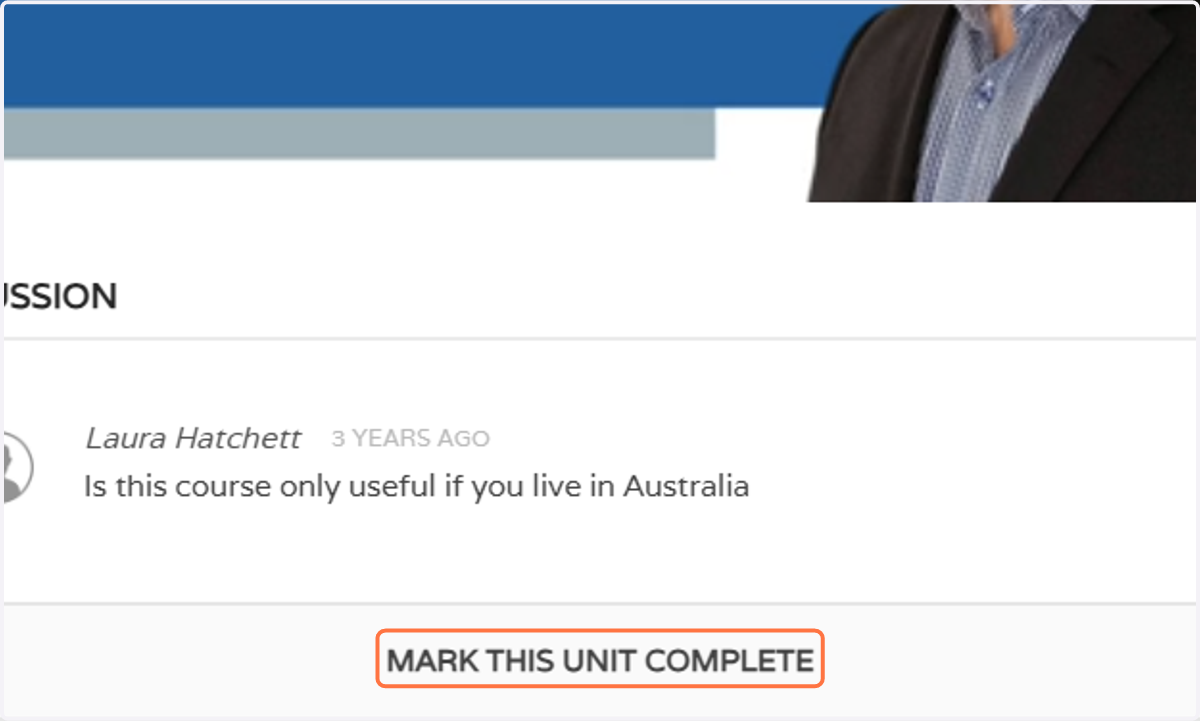 Click on MARK THIS UNIT COMPLETE