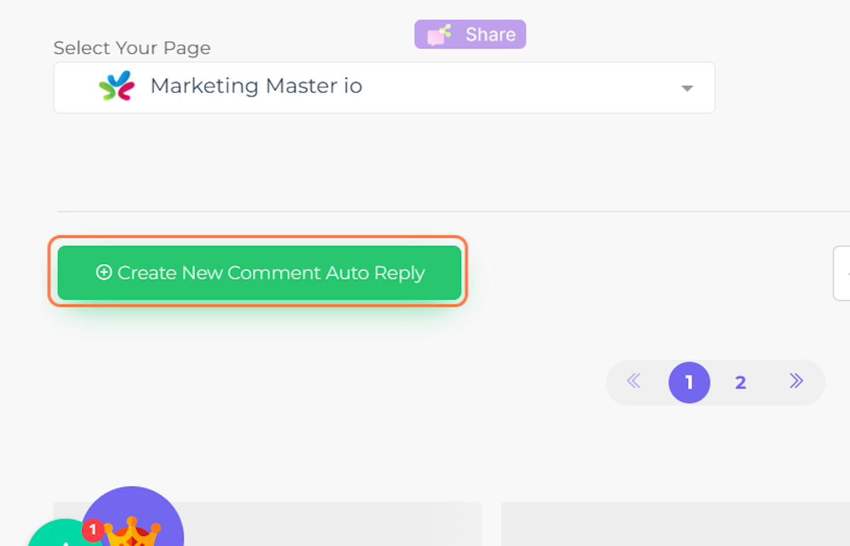 Click on  Create New Comment Auto Reply