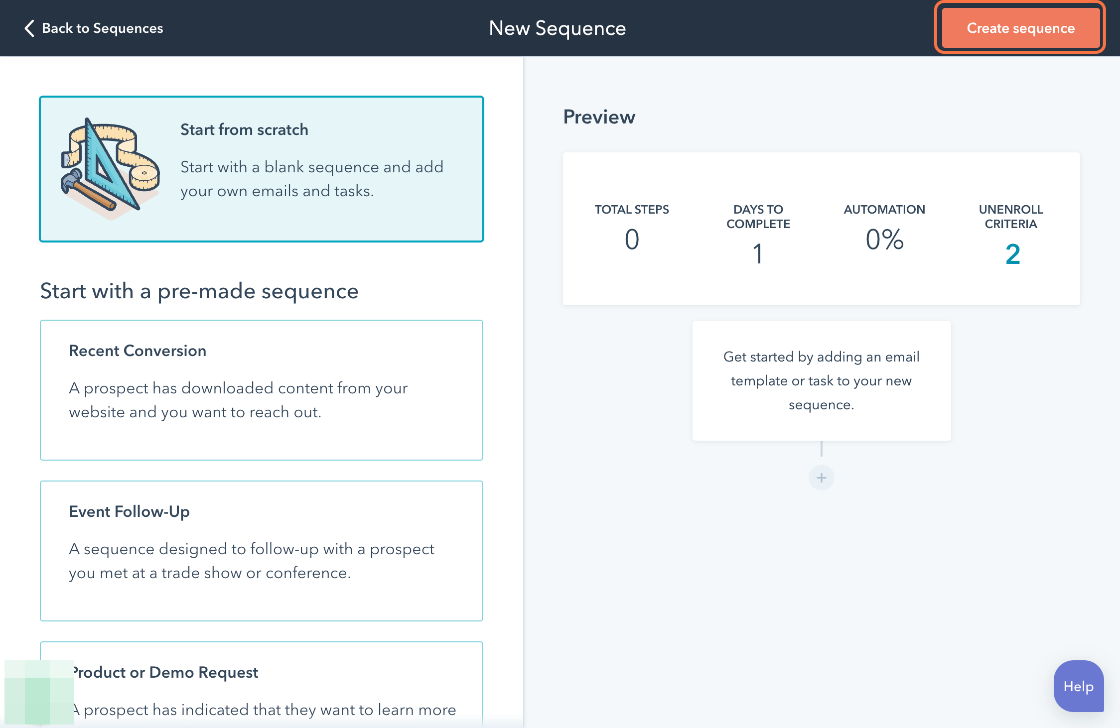 Click on Create sequenc