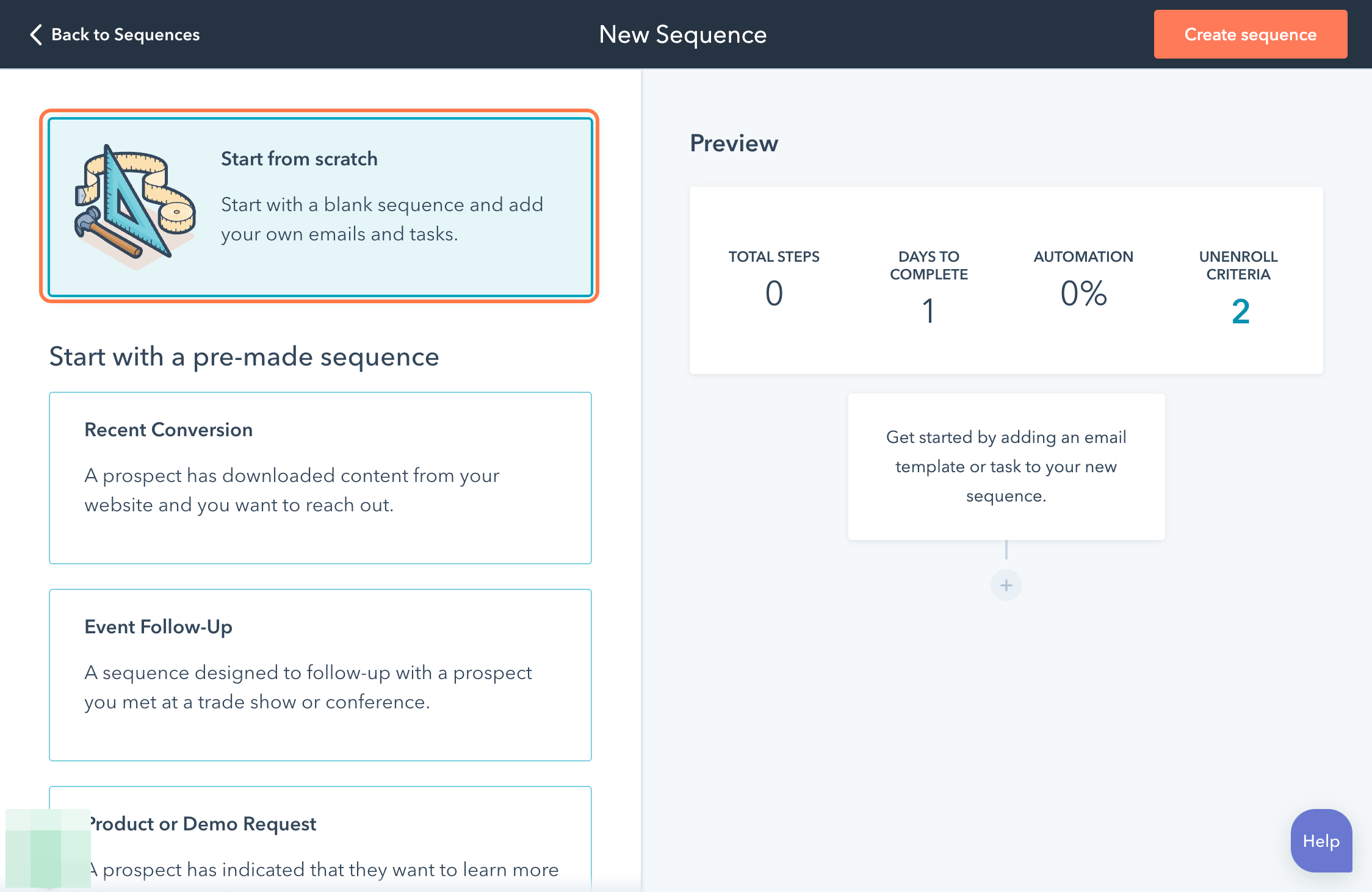 Click on start from scratch