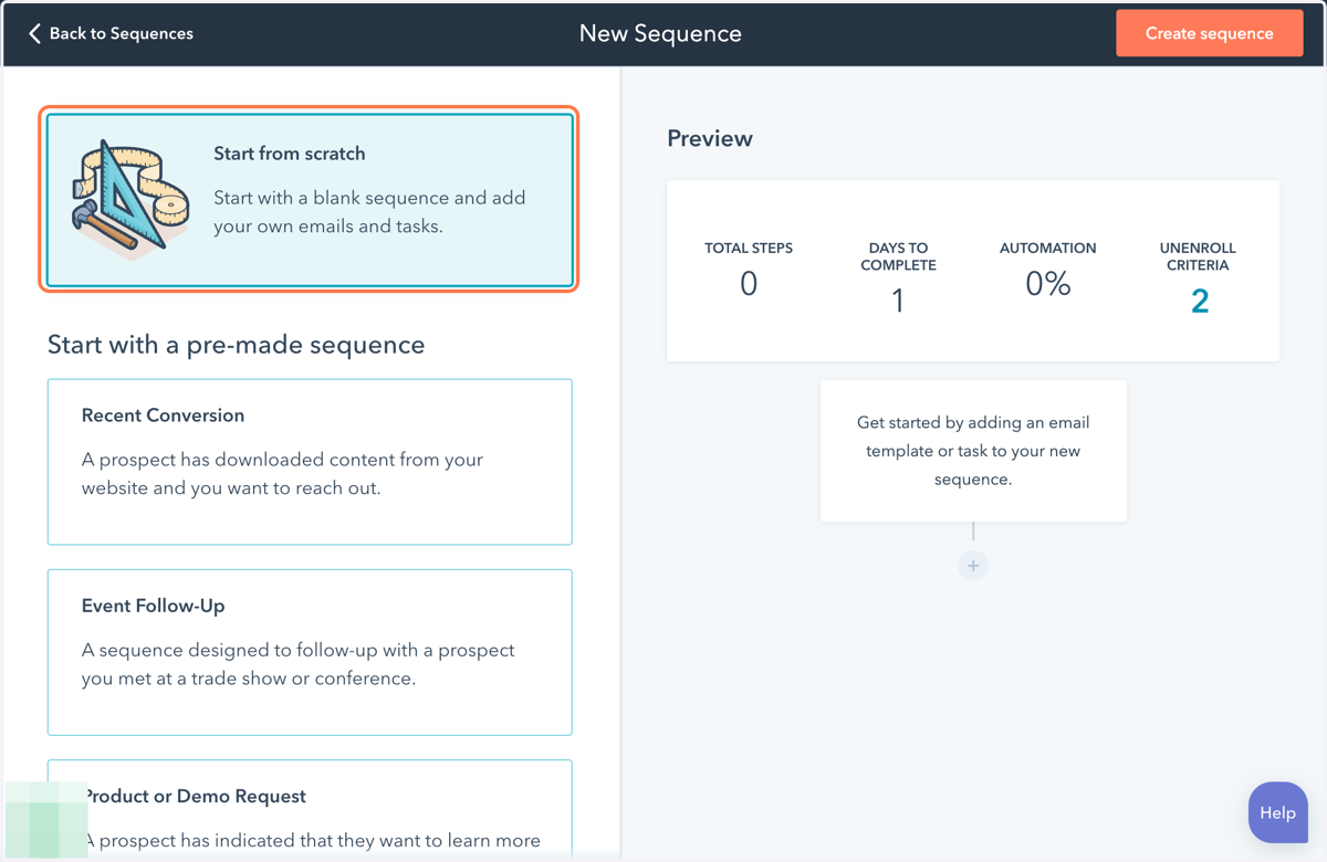 Click on start from scratch