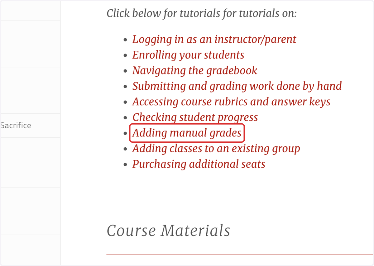 Click on "Adding manual grades"