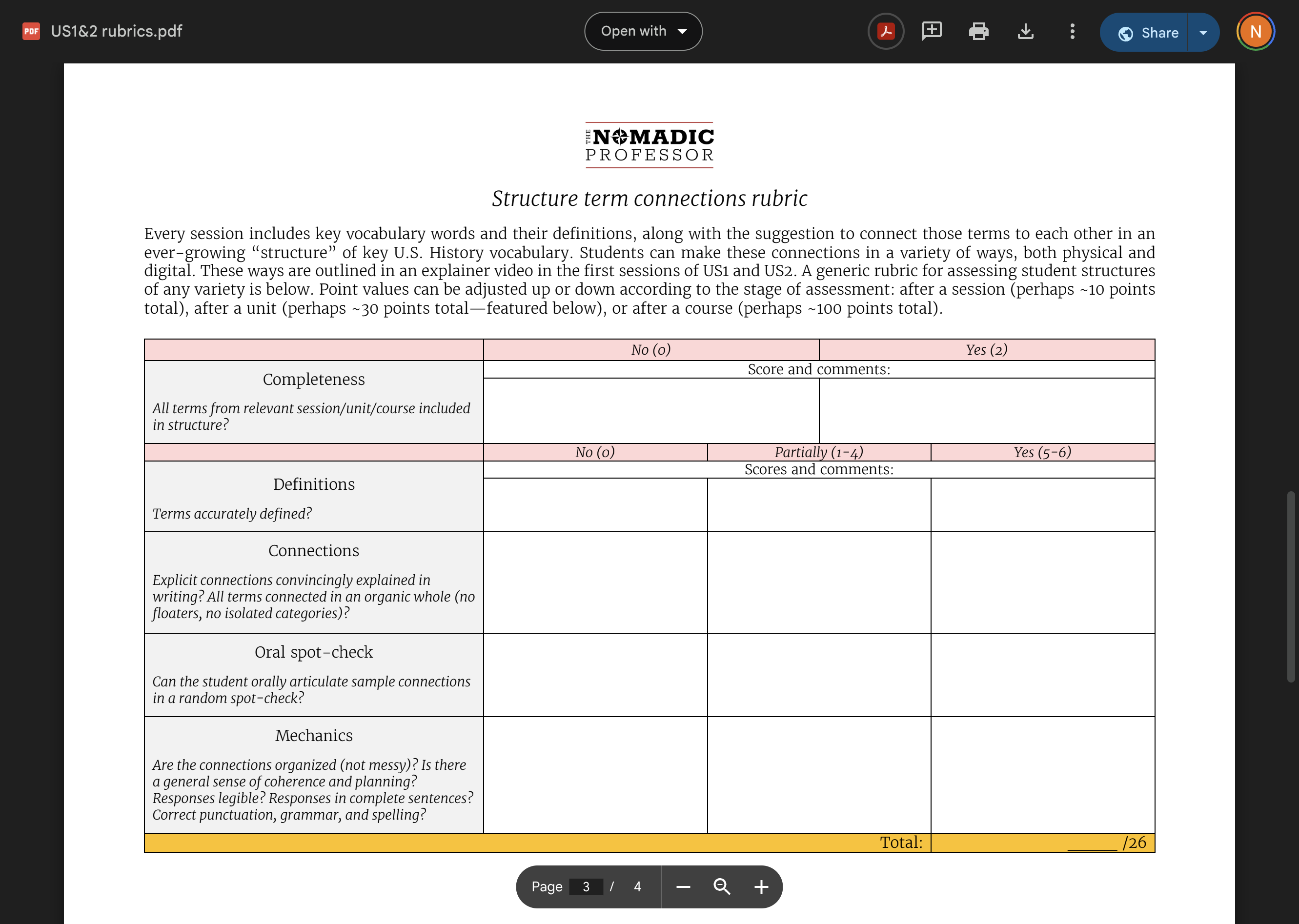 You'll grade student Structure Term submissions based on the criteria listed here