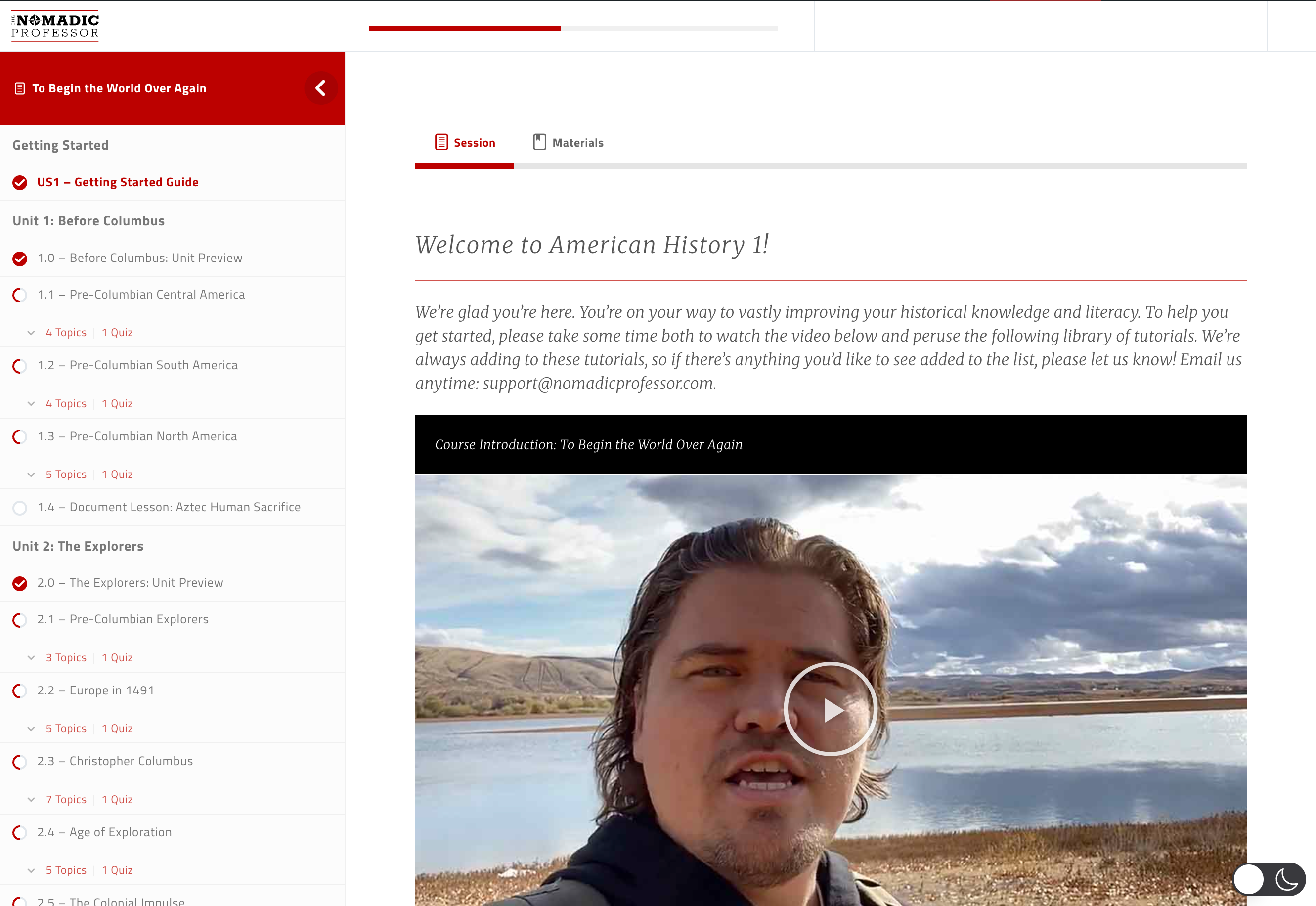 Click on the Getting Started Guide in your course