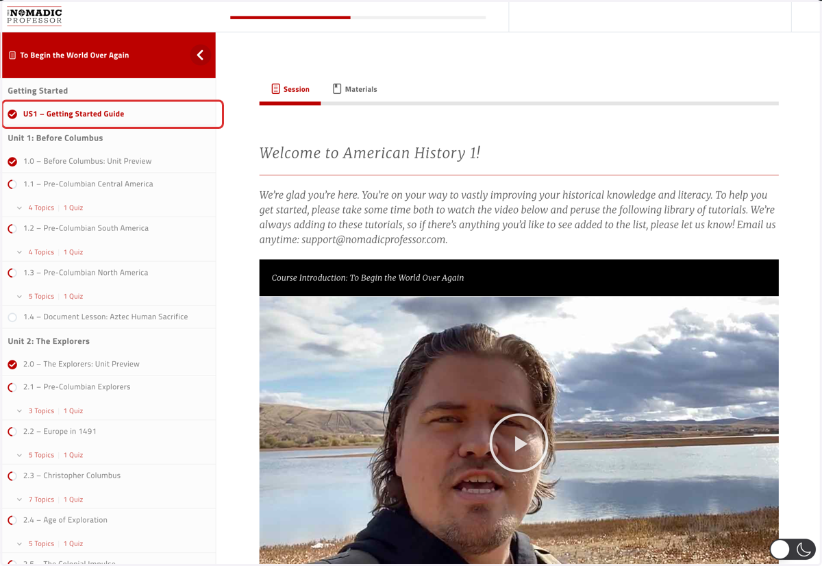 Click on the Getting Started Guide in your course