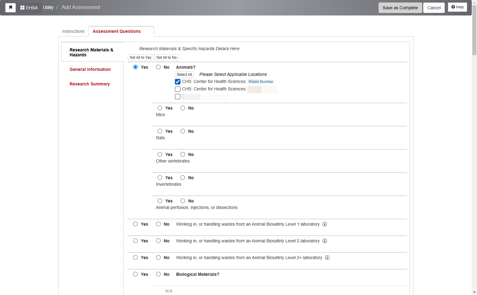 You may select rooms individually by checking the box next to each location.