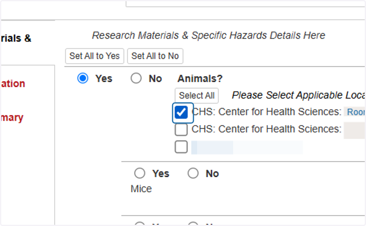 You may select rooms individually by checking the box next to each location.