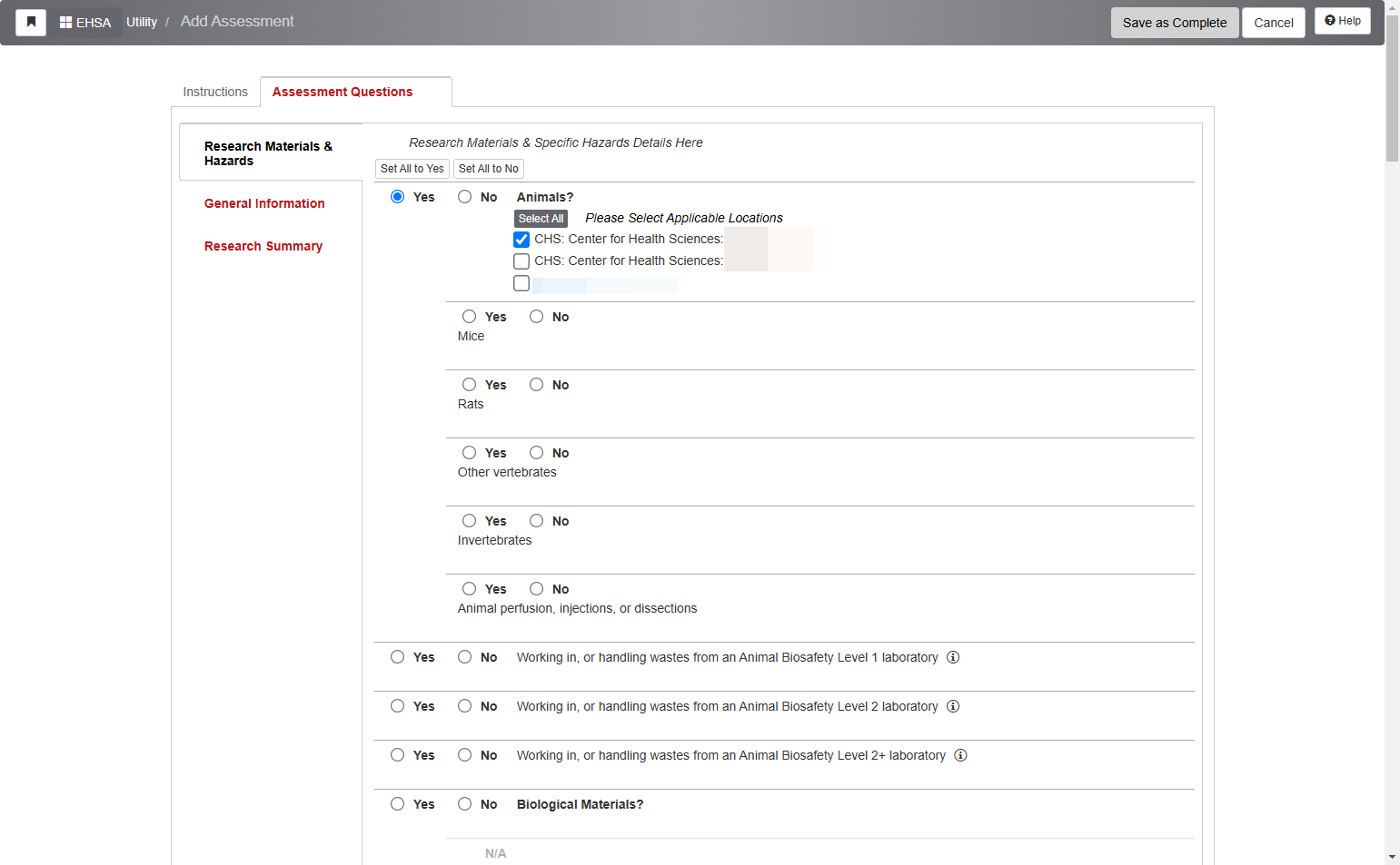 You may also select all locations by clicking on the "Select All" button.