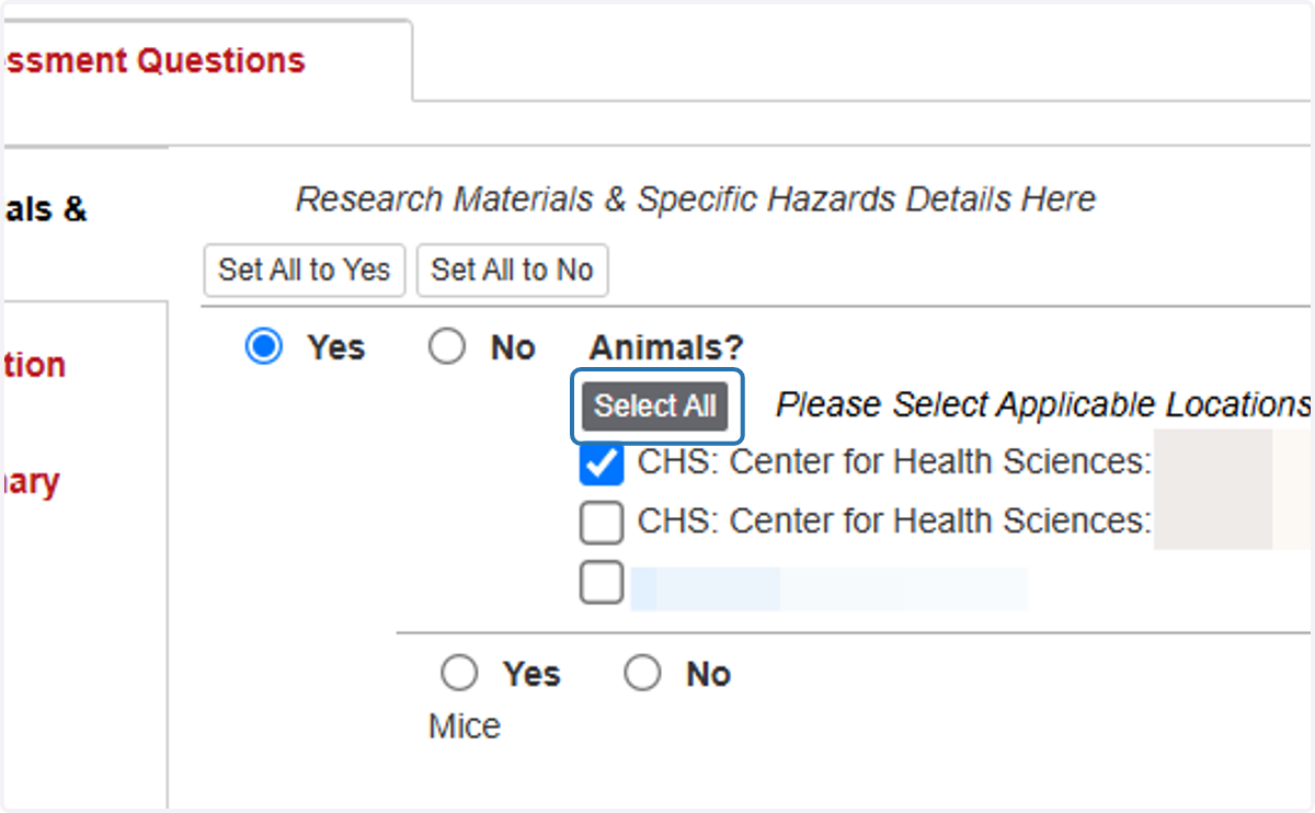 You may also select all locations by clicking on the "Select All" button.