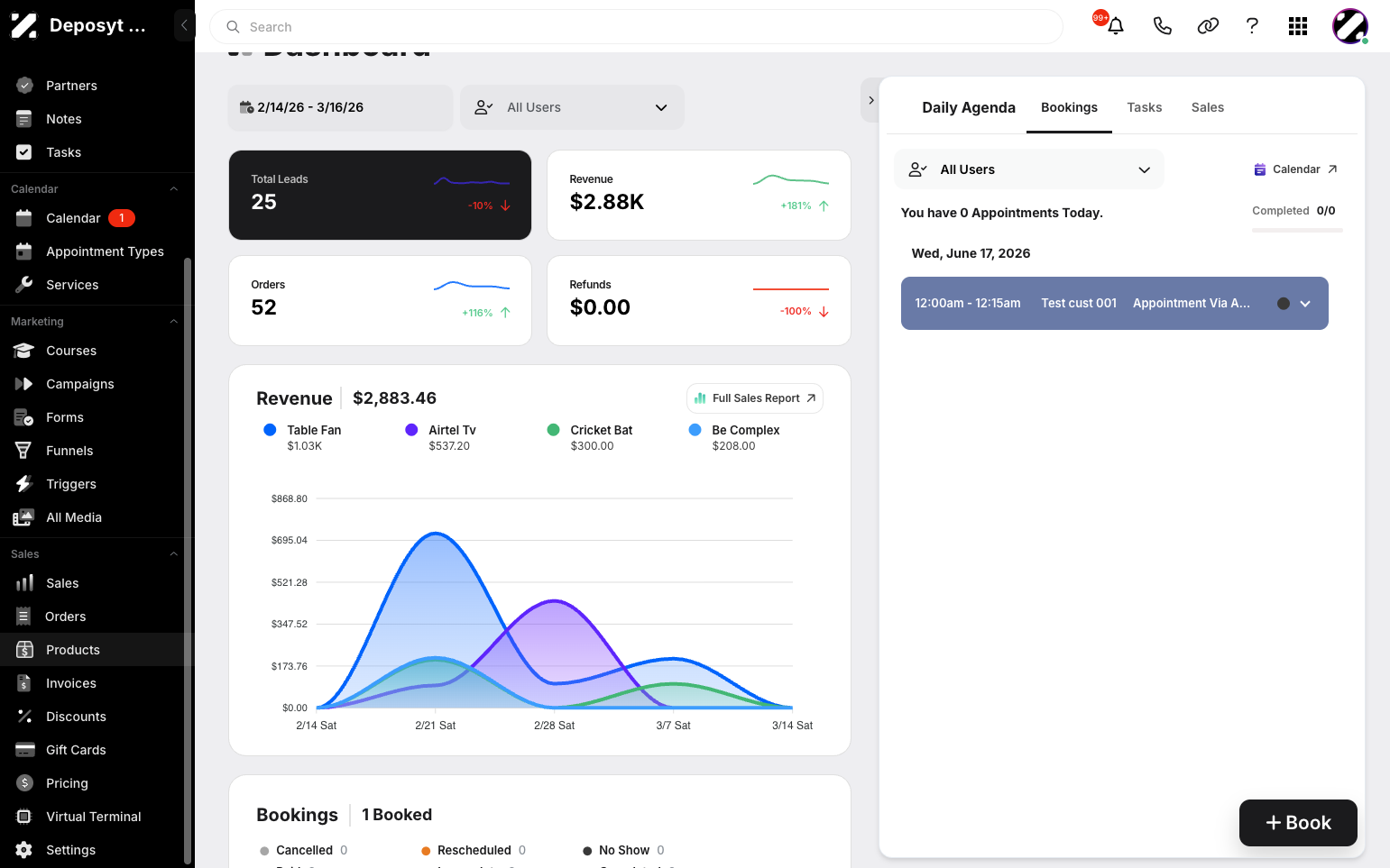 Step 1: On your Dashboard, navigate to the Products tab under the Sales section.