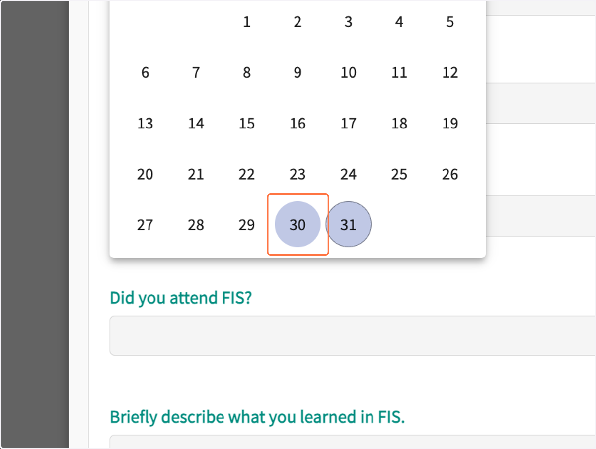 Select the FIS date