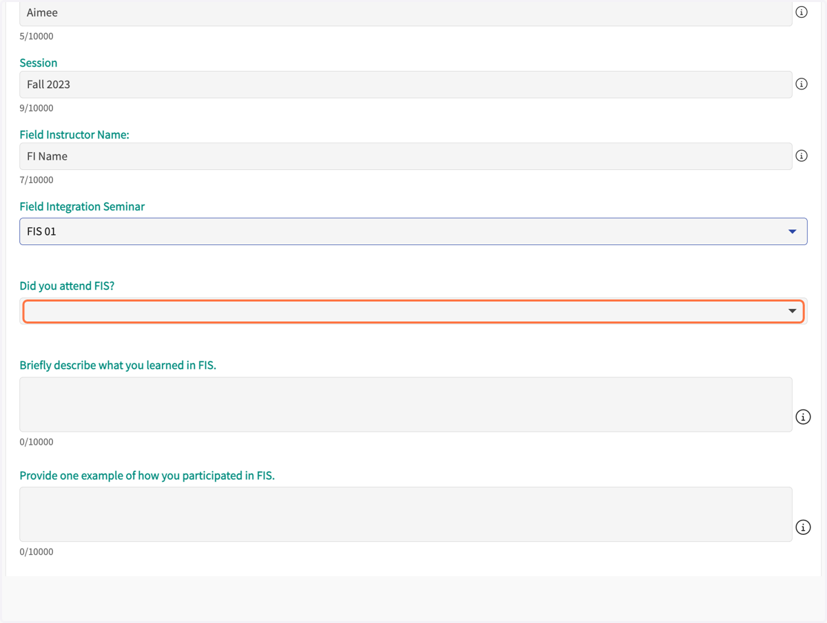 Select your attendance choice; click on the dropdown arrow.
