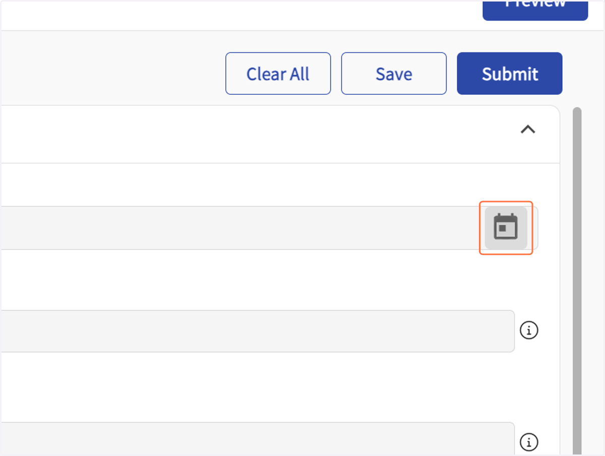 Click the calendar icon to select the date of the FIS