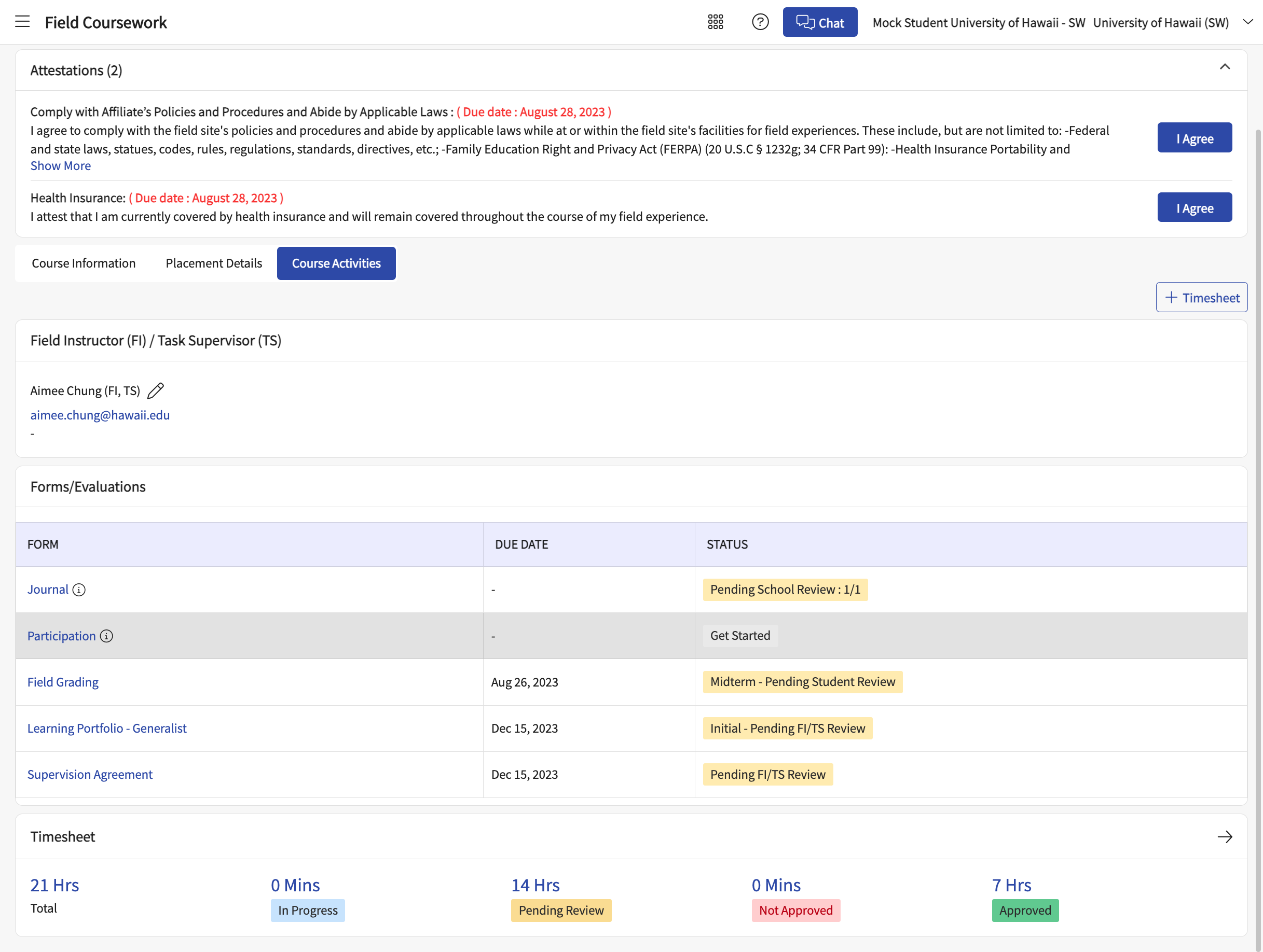 In the Forms list, click on Participation