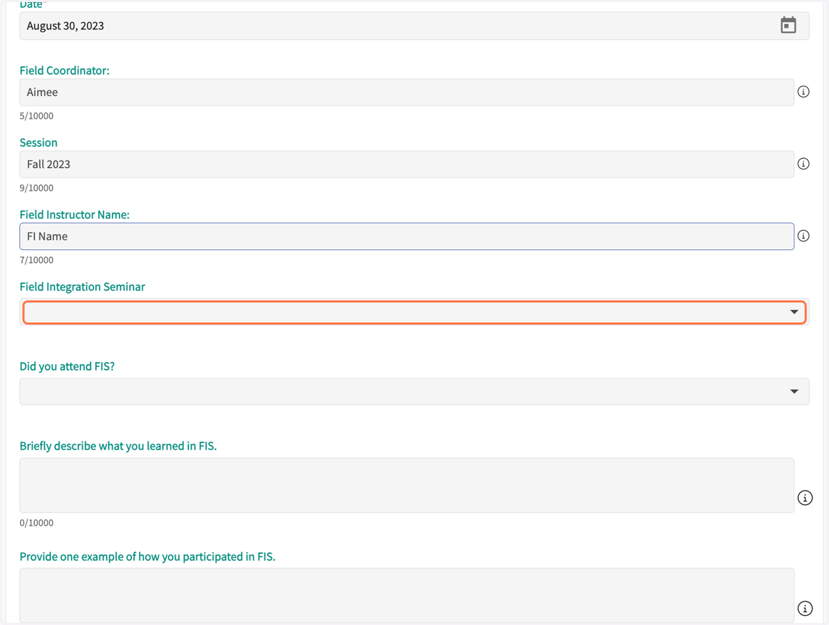 Select the number of the FIS; click on the dropdown arrow