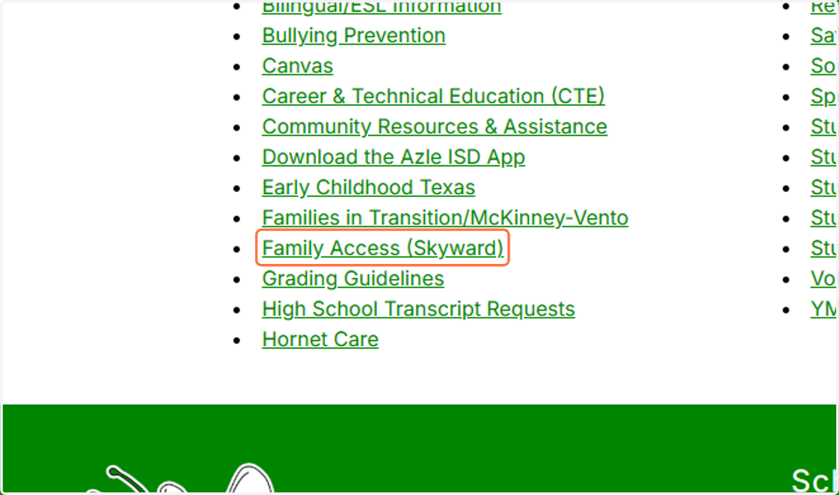 Click on Family Access (Skyward) from the left column of options.