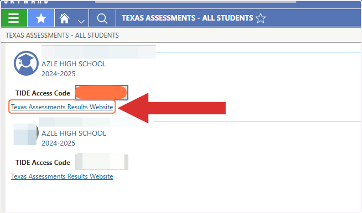 Click on Texas Assessments Results Website