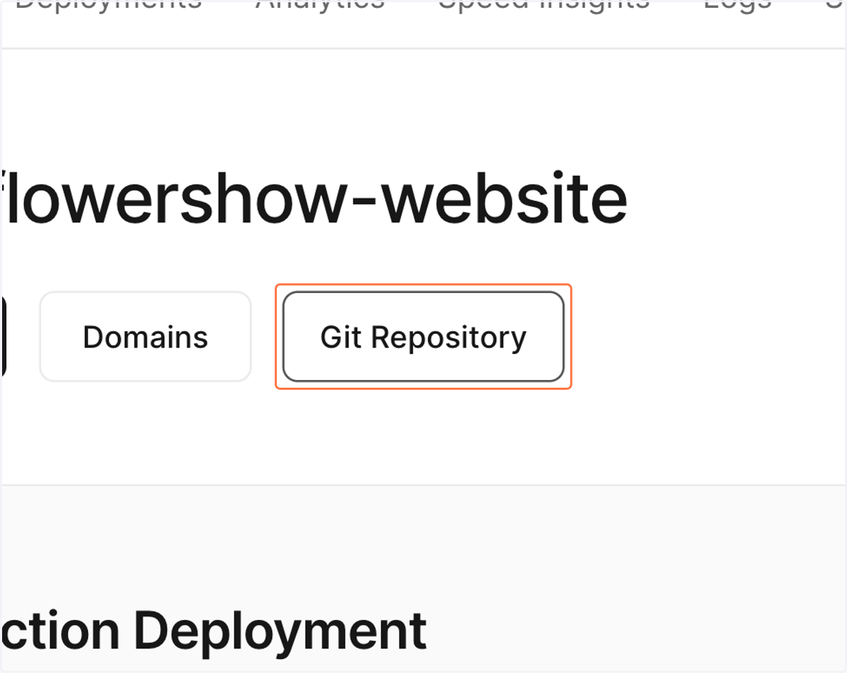 Click on "Git Repository" to see the GitHub repository created by Vercel on your behalf.