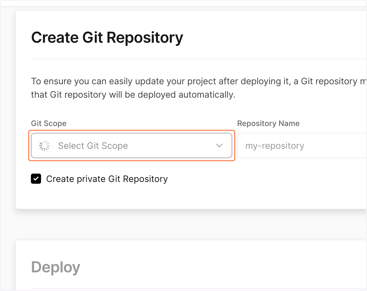 Click on "Select Git Scope" dropdown.