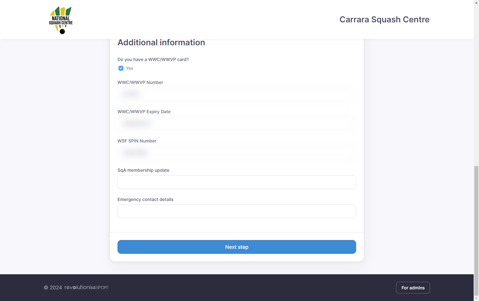 Complete your details then Click on Next step