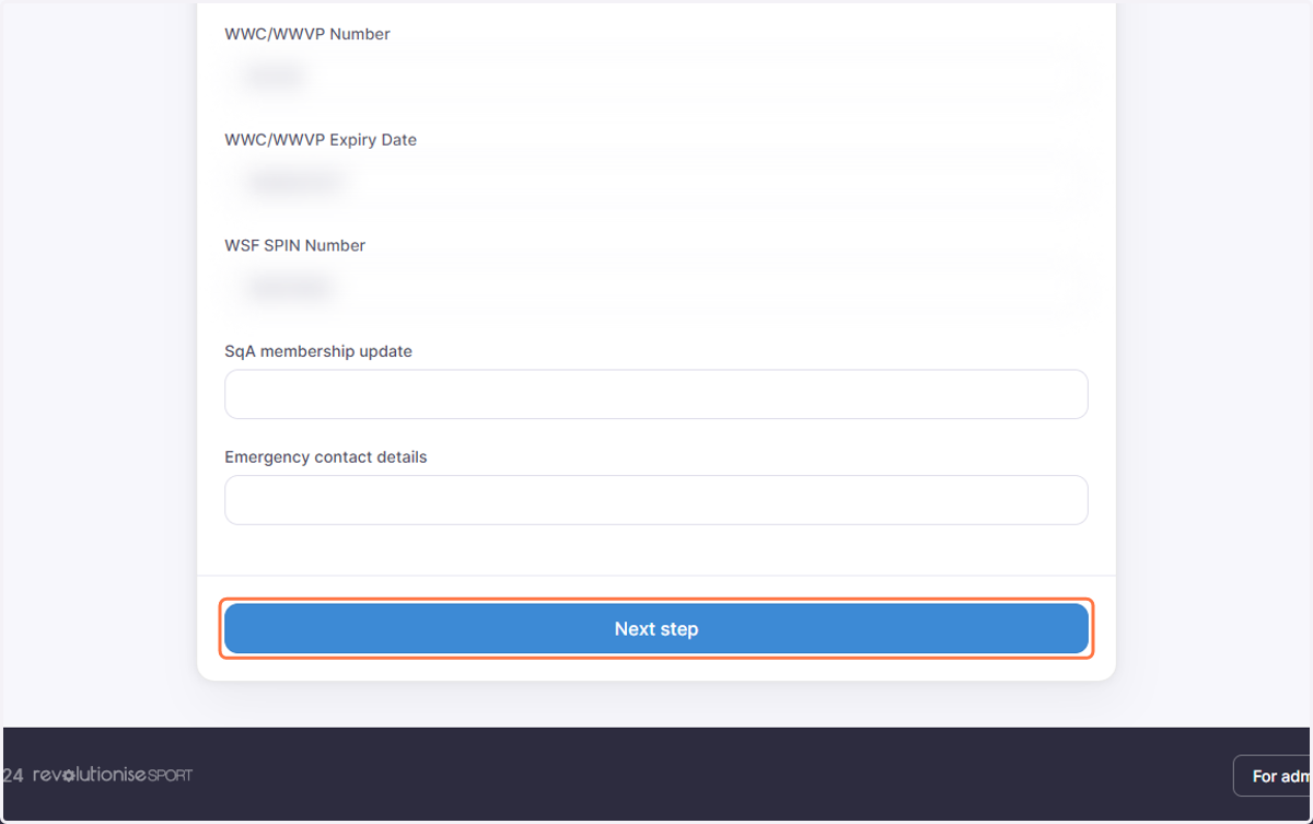 Complete your details then Click on Next step