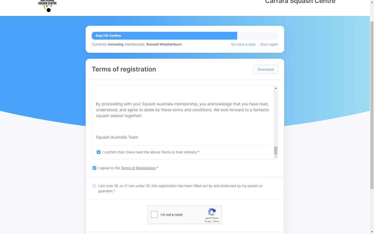 Click on Terms of Registration and read through these