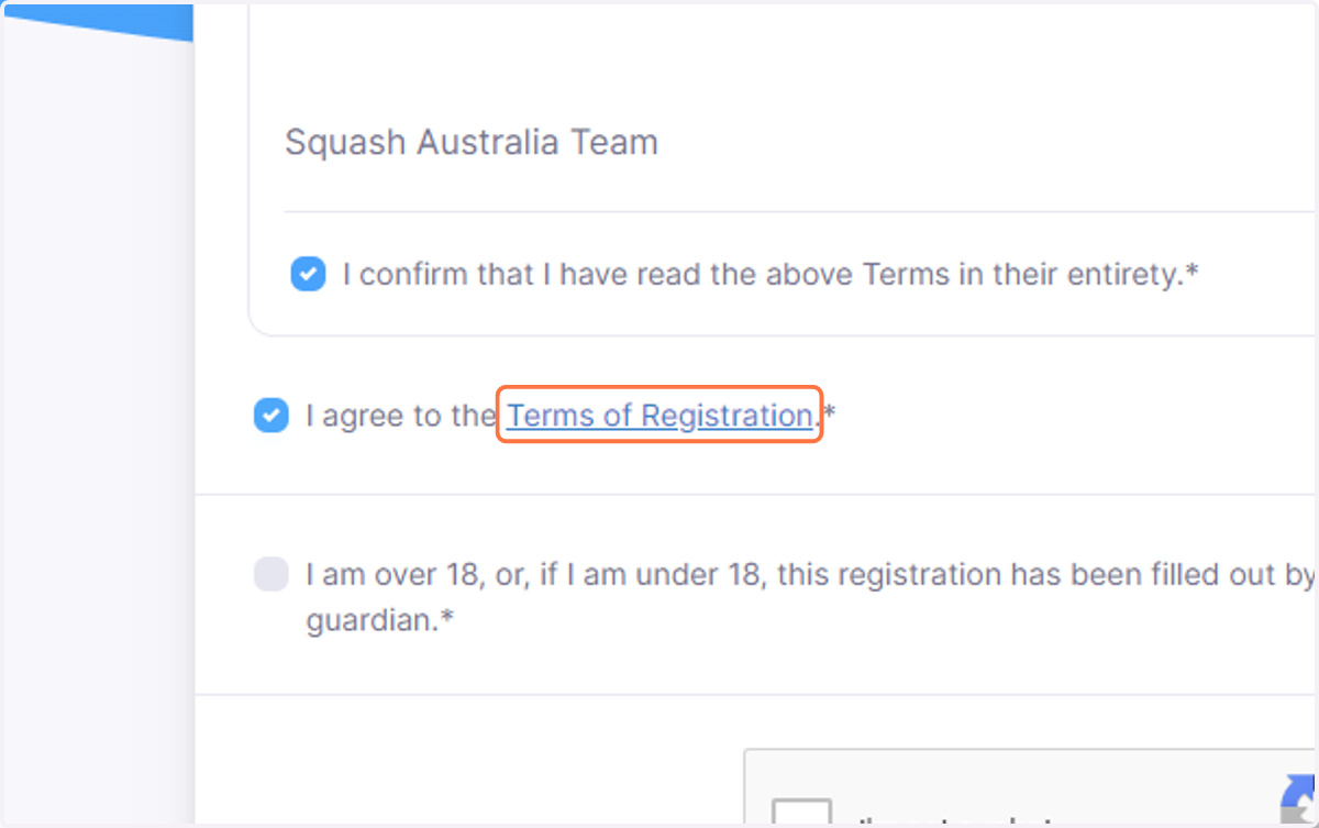 Click on Terms of Registration and read through these