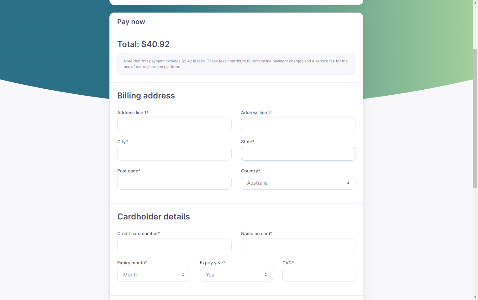 Complete your billing address details