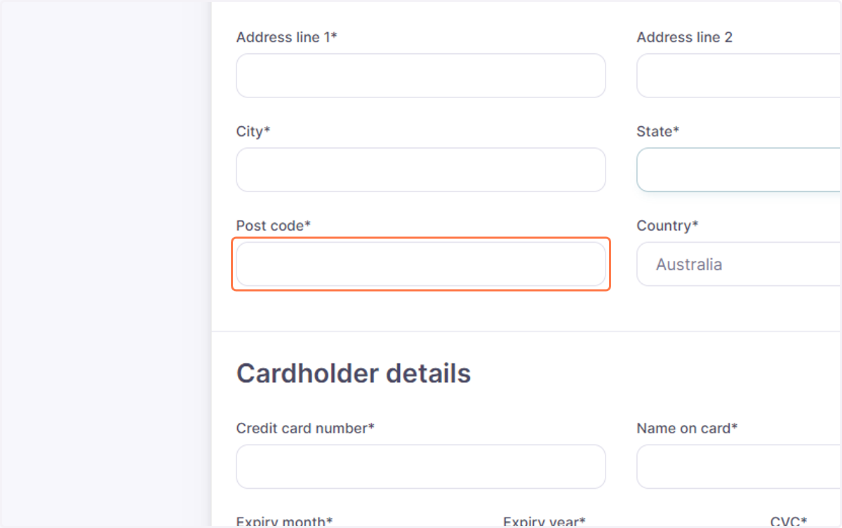Complete your billing address details