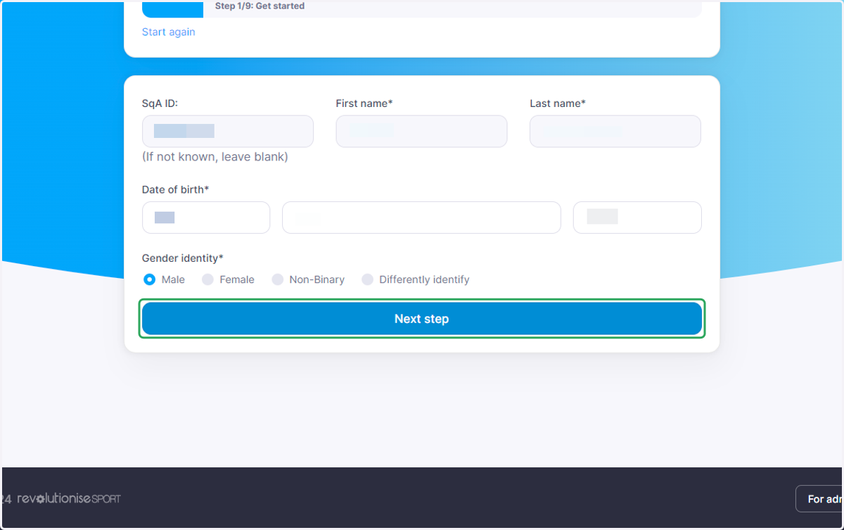 After the email is sent through, click on the link and you will be presented with this screen. Check to confirm the details are correct, then Click on Next Step