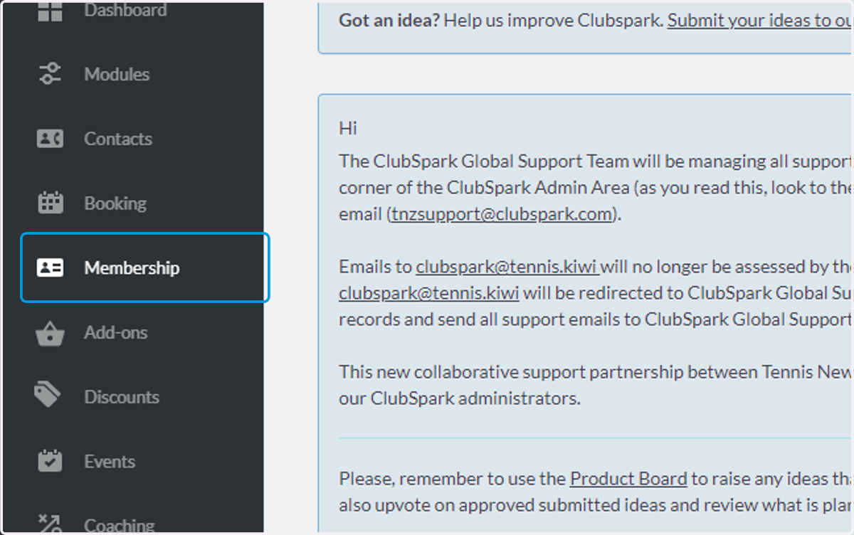 Click on Membership