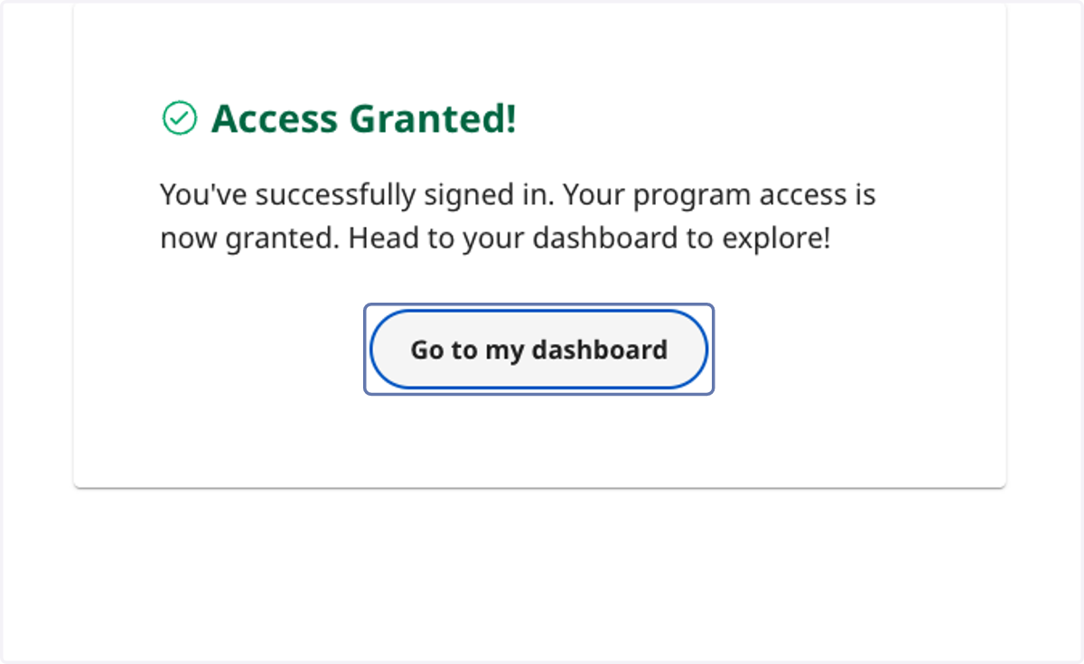 Click on Go to my dashboard