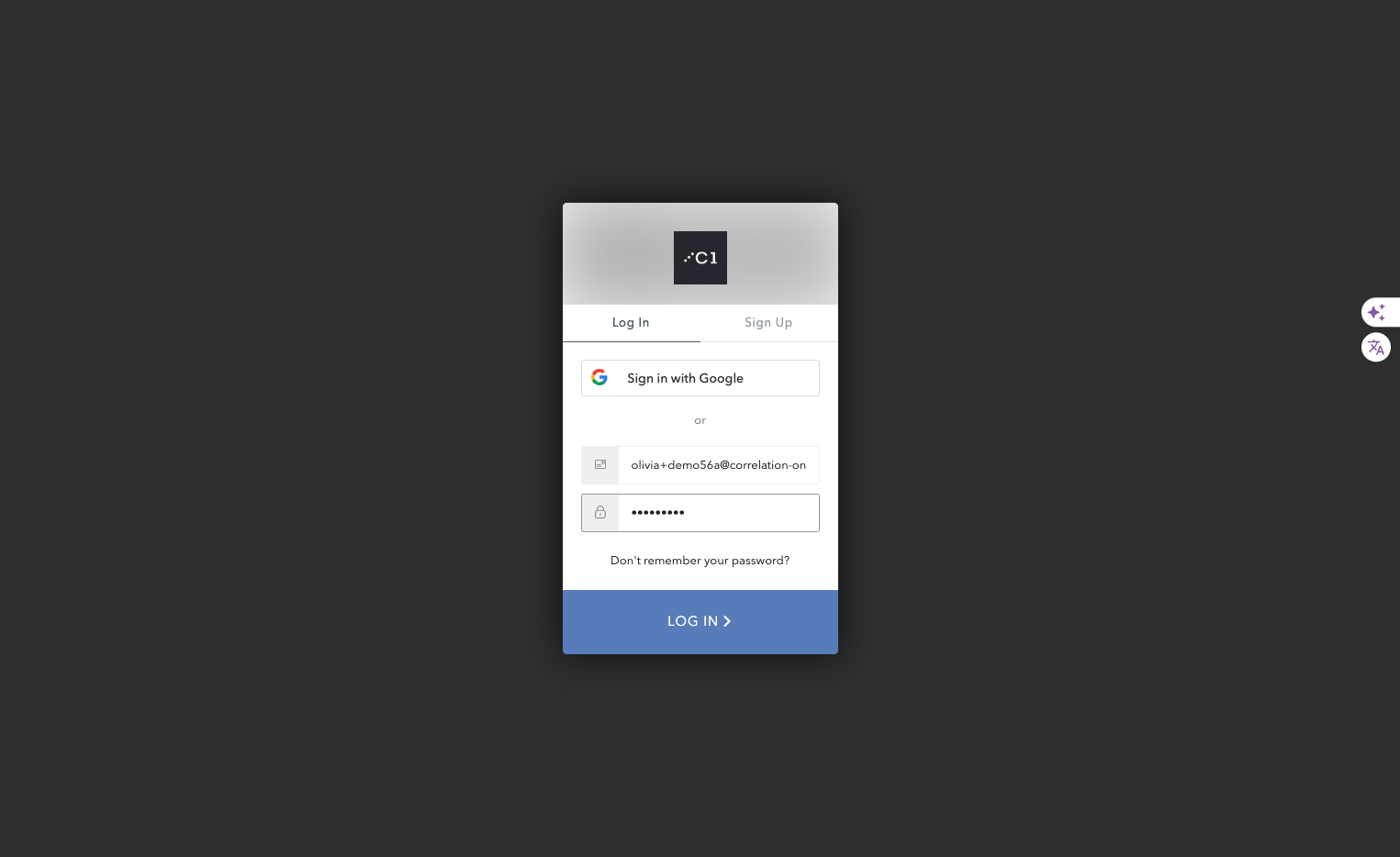 Click on LOG IN