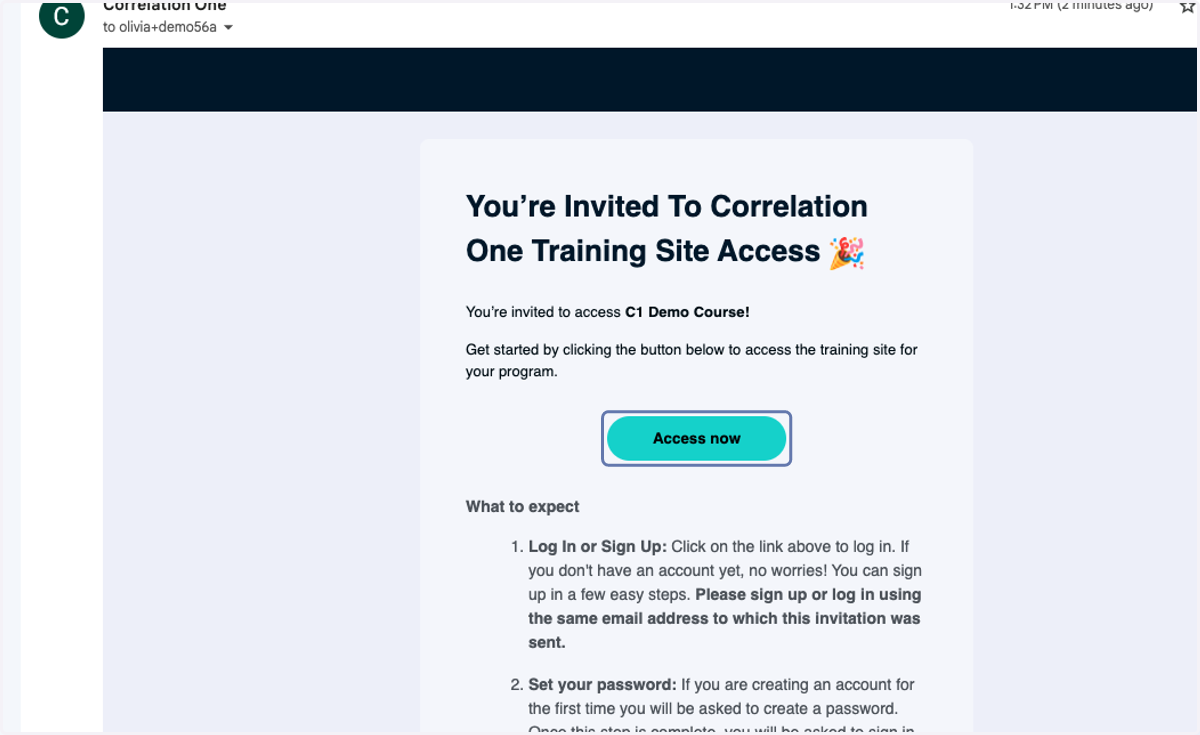 Click on Access now