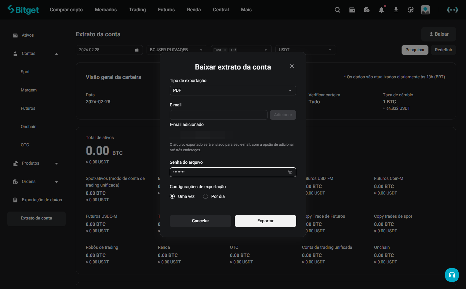 Selecione exportar