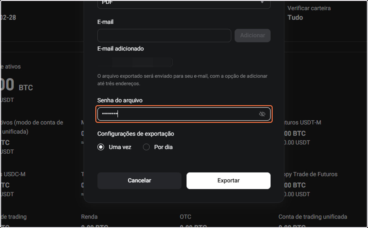 Adicione uma senha de sua preferência