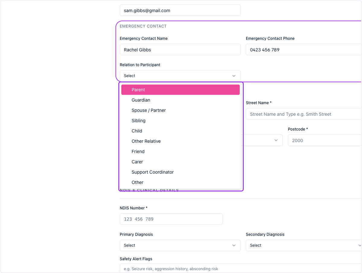 (Optional) Add Emergency Contact details