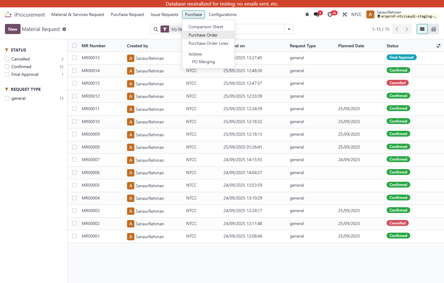 Click on Purchase Order
