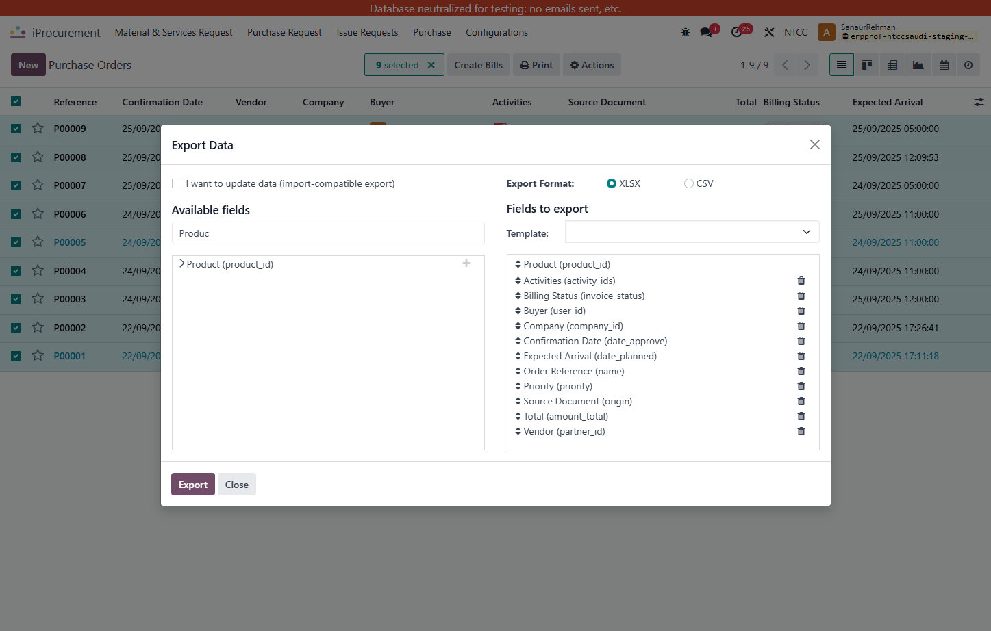 Click on Export Data…