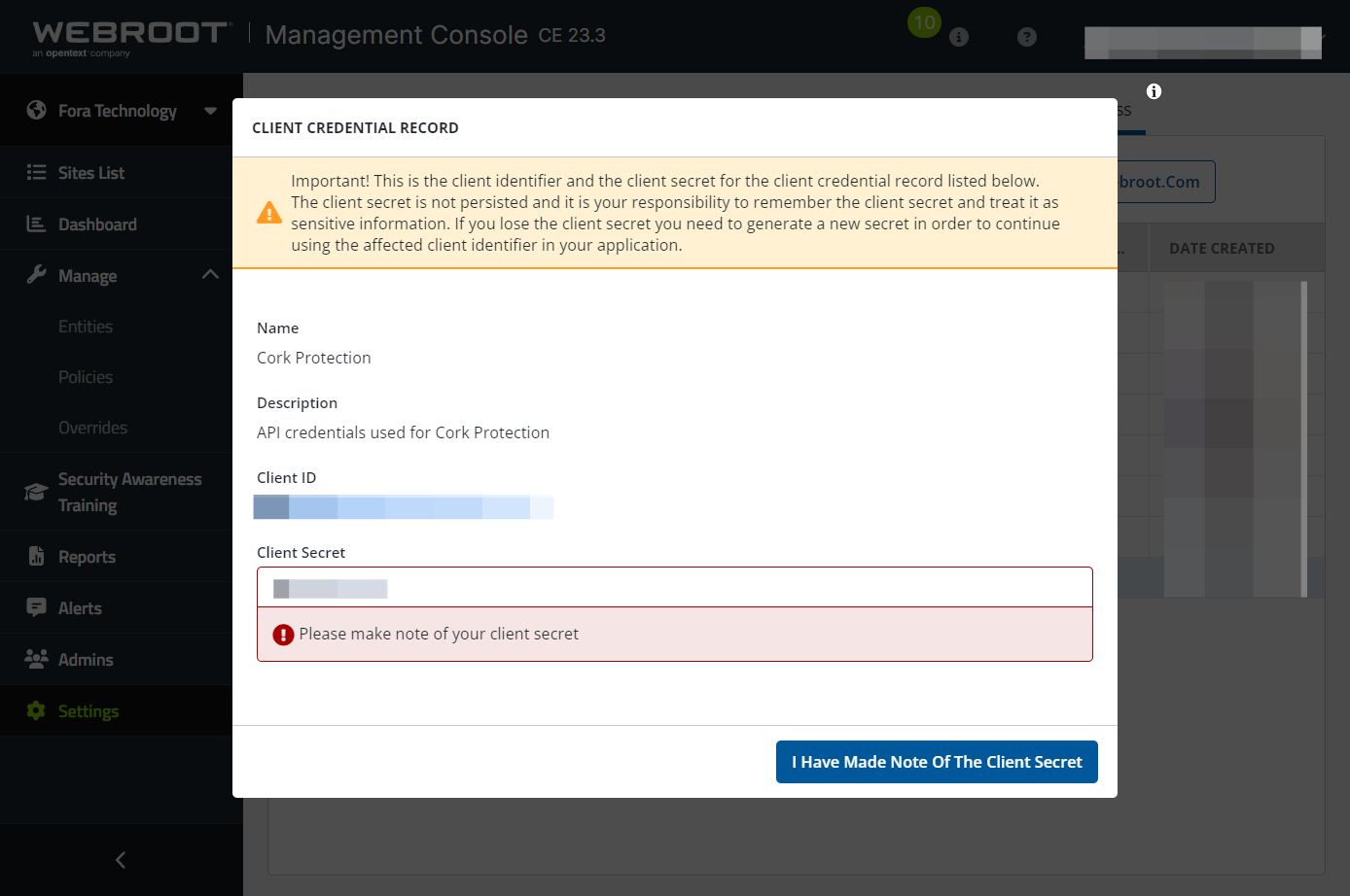 Copy Client ID