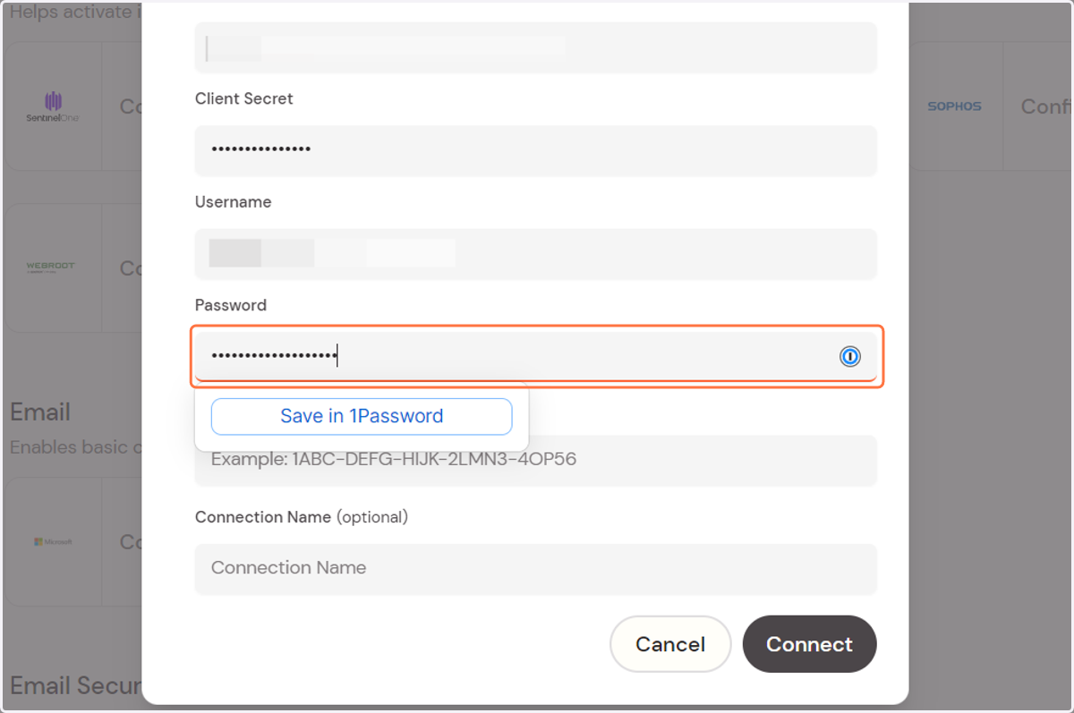 Add the Webroot password for the user