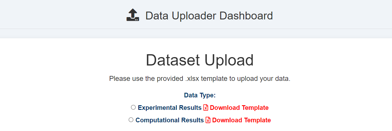 After your data uploader role has been approved, you should see a new tab "Upload" appear in the nav bar, which means you are able to upload your data. Now, you can go to the "Data Uploader Dashboard".